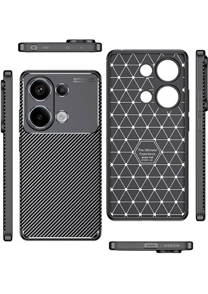 Xiaomi Redmi Note 13 4g Kılıf Rugged Armor Karbon Desenli Lüx Negro Silikon Arka Kapak Siyah