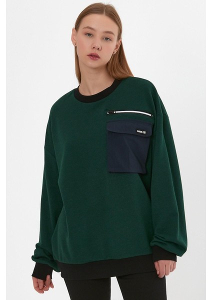 Cep Detaylı Oversize Sweatshirt (E23-75500)