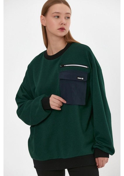 Cep Detaylı Oversize Sweatshirt (E23-75500)