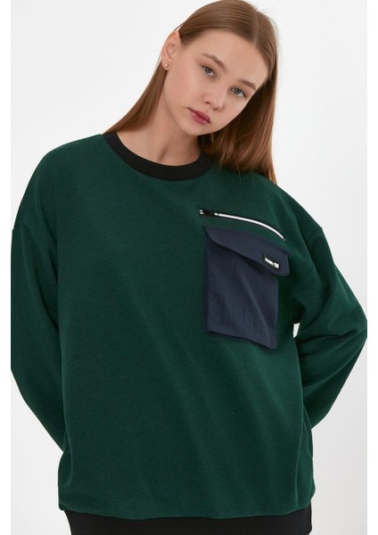 Cep Detaylı Oversize Sweatshirt (E23-75500)