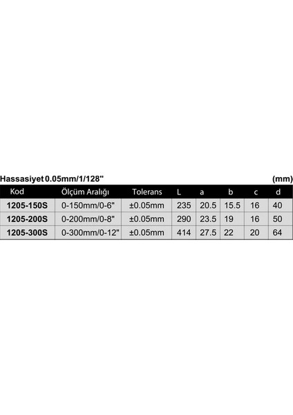 Mekanik Kumpas 0-150 mm / 0,05 1205-150S