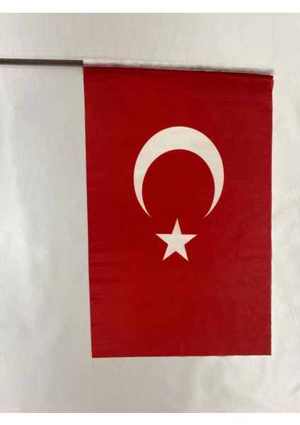 10 Adet 50X70 cm Raşel Kumaş Sopalı Türk Bayrağı
