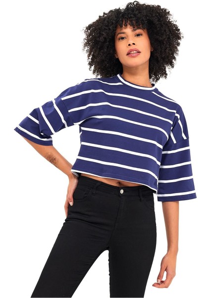 Çizgili Crop T-Shirt (B23-00151)