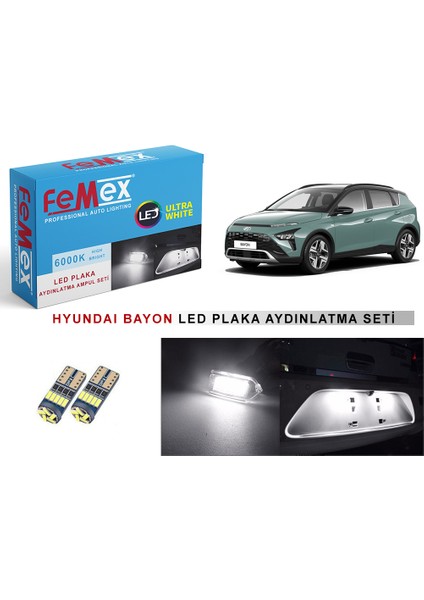 Hyundai Bayon LED Plaka Aydınlatma Ampul Seti Femex Parlak Beyaz