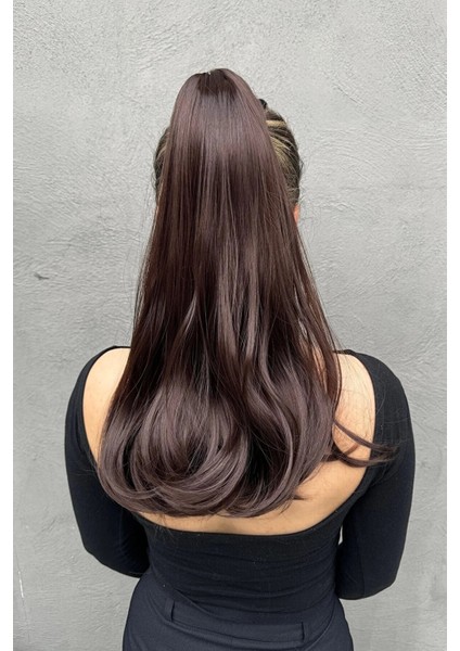 Kahverengi Renk Mandal Tokalı Dalgalı At Kuyruğu Saç modelleri