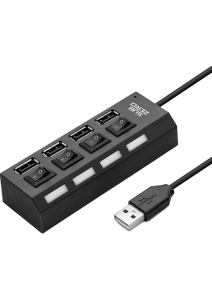 WD60 4 Port USB Çoklayıcı 2,0 USB Hub Anahtarlı Işıklı