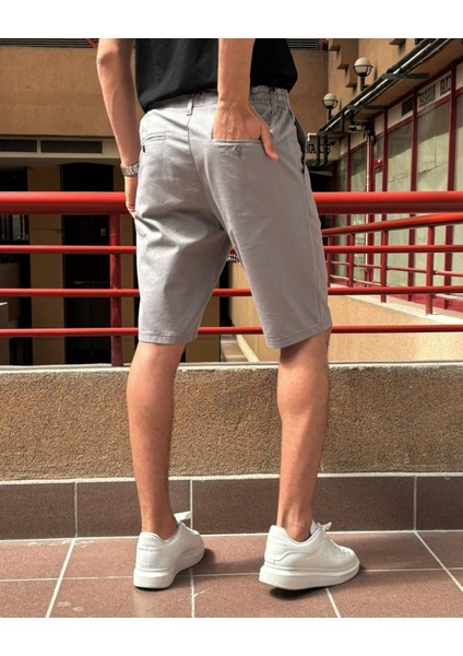 Erkek, Bel Bağcıklı, Regular Fit, Old Money Culture, Pamuklu, Keten Dokuma Şort 24INP284