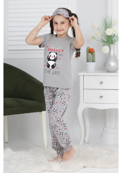 Kapi Kids Kız Çocuk Uyku Bantlı-Pandalı Pijama Takımı 3-11 Yaş 6063-64