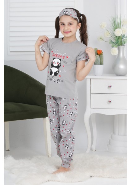 Kapi Kids Kız Çocuk Uyku Bantlı-Pandalı Pijama Takımı 3-11 Yaş 6063-64