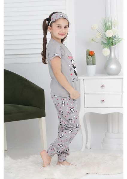 Kapi Kids Kız Çocuk Uyku Bantlı-Pandalı Pijama Takımı 3-11 Yaş 6063-64