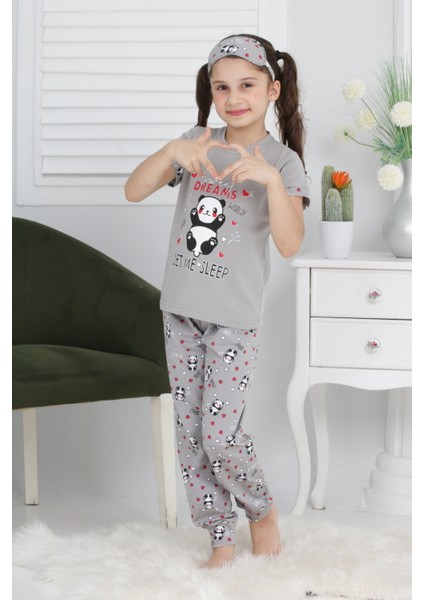 Kapi Kids Kız Çocuk Uyku Bantlı-Pandalı Pijama Takımı 3-11 Yaş 6063-64