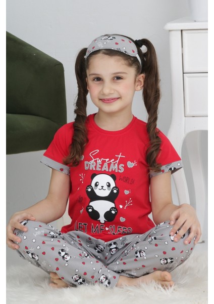 Kapi Kids Kız Çocuk Uyku Bantlı-Pandalı Pijama Takımı 3-11 Yaş 6063-64