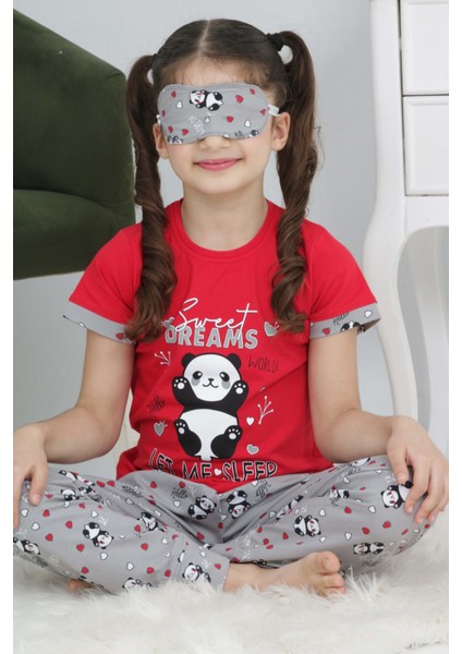 Kapi Kids Kız Çocuk Uyku Bantlı-Pandalı Pijama Takımı 3-11 Yaş 6063-64