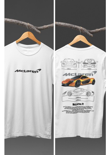 Mclaren P1 Sırt Baskılı T-Shirt, Racing Araba Yarış Temalı Baskılı Tişört