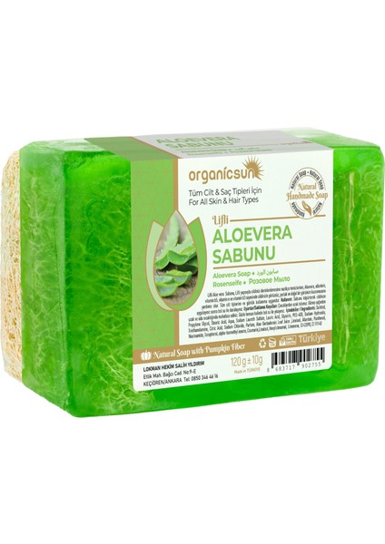 Doğal Kabak Lifli Aloe Vera Sabunu 120 gr Tüm Cilt Tipleri Için B ve E Vitaminli