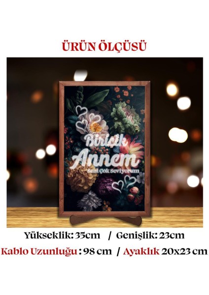 Işıklı Pleksi Çiçek Temalı Sürpriz Tablo Dekoratif Ayaklı Biblo Anneler Günü Hediyesi