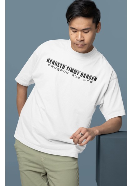Oversize Team Peugeot-Hansen Timmy Hansen Sırt Baskılı Rally T-Shirt fiyatları