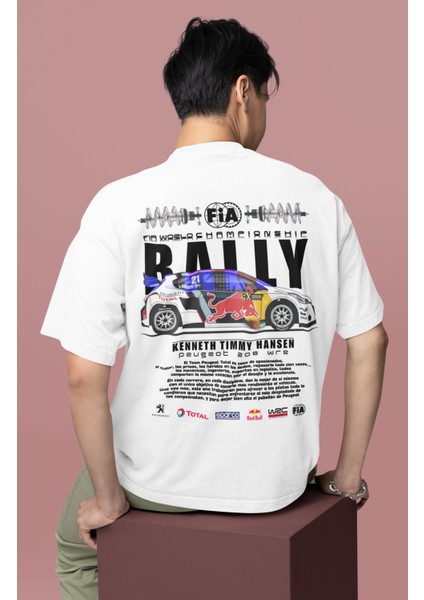 Oversize Team Peugeot-Hansen Timmy Hansen Sırt Baskılı Rally T-Shirt modelleri