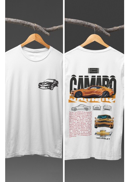 Camaro Gen5 Sırt Baskılı T-Shirt, Racing Araba Yarış Temalı Baskılı Tişört
