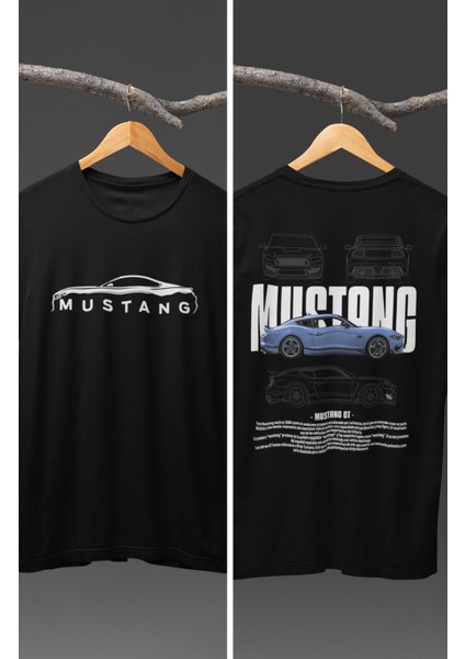 Unisex Mustang Gt 1964 Sırt Baskılı T-Shirt, Racing Araba Yarış Temalı Baskılı Tişört