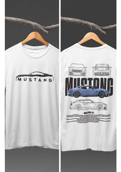 Unisex Mustang Gt 1964 Sırt Baskılı T-Shirt, Racing Araba Yarış Temalı Baskılı Tişört