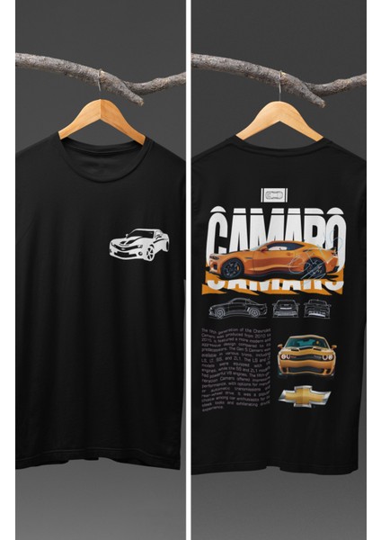 Unisex Camaro Gen5 Sırt Baskılı T-Shirt, Racing Araba Yarış Temalı Baskılı Tişört