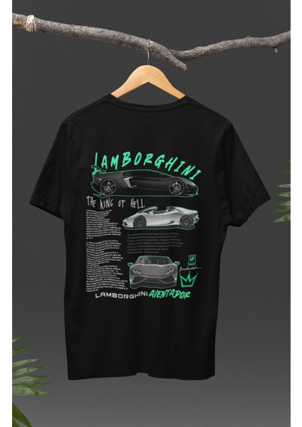 Unisex Lamborghini Aventador Sırt Baskılı T-Shirt, Racing Araba Yarış Temalı Baskılı Tişört modelleri