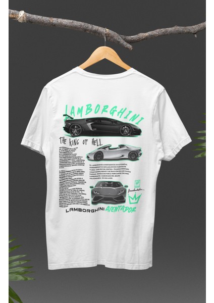 Unisex Lamborghini Aventador Sırt Baskılı T-Shirt, Racing Araba Yarış Temalı Baskılı Tişört modelleri