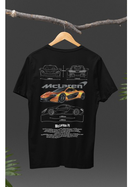 Unisex Mclaren P1 Sırt Baskılı T-Shirt, Racing Araba Yarış Temalı Baskılı Tişört modelleri