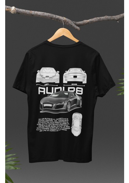 Unisex Audi R8 Sırt Baskılı T-Shirt, Racing Araba Yarış Temalı Baskılı Tişört modelleri