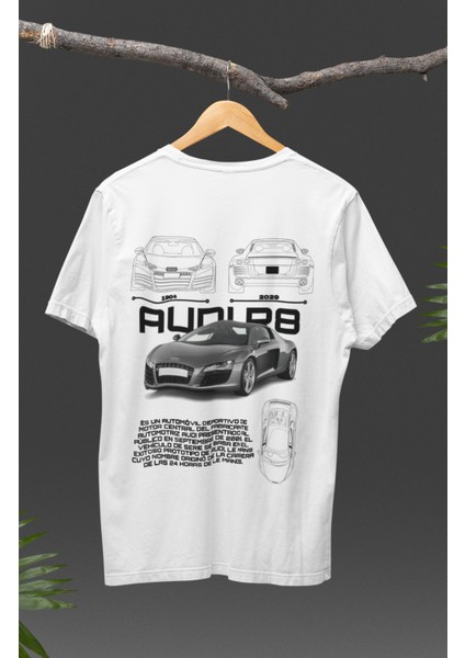 Unisex Audi R8 Sırt Baskılı T-Shirt, Racing Araba Yarış Temalı Baskılı Tişört modelleri