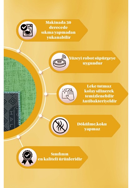 Kaymaz Tabanlı Kesme Teras Halisi Balkon Halisi Yeşil Yolluk Ymr 1009 Yeşil indirimleri