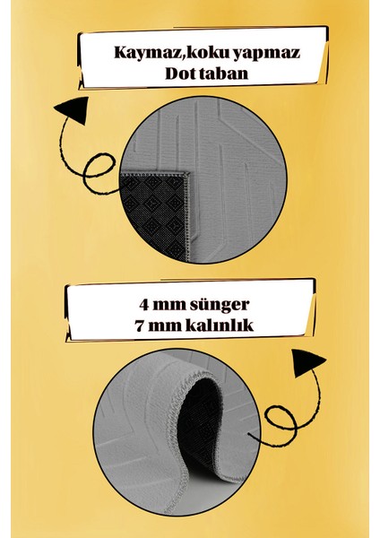 Kaymaz Tabanlı Kesme Kabartmalı Salon Koridor Mutfak Hali Gri Yolluk Ymr 5015 Gri fırsatları