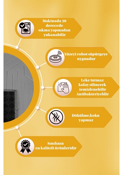 Kaymaz Tabanlı Kesme Kabartmalı Salon Koridor Mutfak Hali Gri Yolluk Ymr 5015 Gri indirimleri