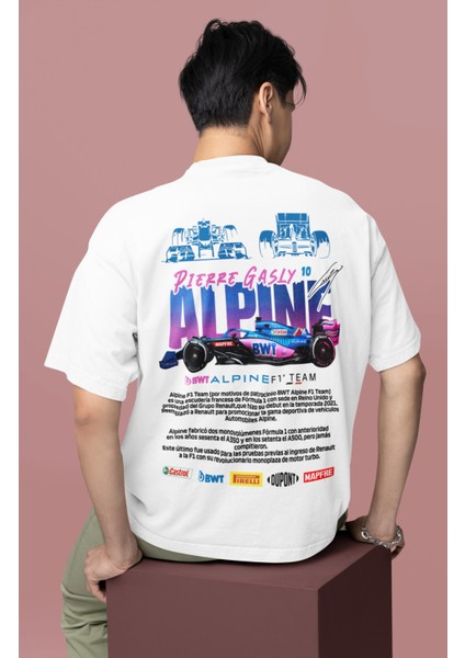 Oversize Bmt Alpine F1 Team Pierre Gasly 10 Sırt Baskılı Formula 1 Unisex T-Shirt modelleri