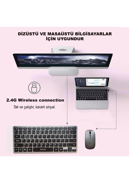 2in1 Kablosuz ve Bluetooth Türkçe Klavye Mouse Set Şarjlı - AL4285