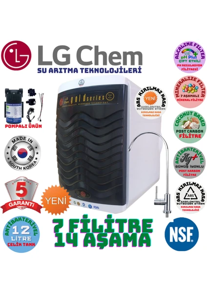 Lg Chem Gold Plus Pompalı  Beyaz -Siyah Renk 12 Litre 14 Aşama 7 Filitre Su Arıtma Cihazı