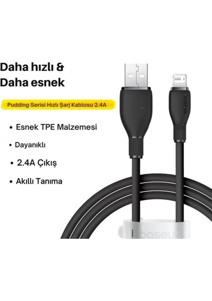 Ultra Hızlı 1.2mt 2.4A Iphone Şarj Kablosu Iphone 11 12 13 14 Pro Max Şarj Kablo, Akım ve Isı Korumalı