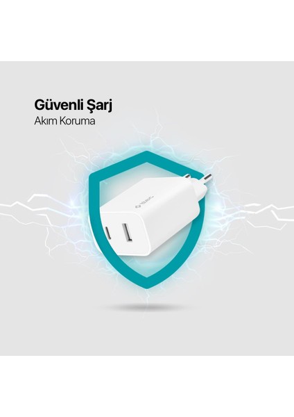 2.4A 12W Akım ve Isı Korumalı Type C ve USB Girişli Şarj Adaptörü Başlığı, Universal Şarj Aleti