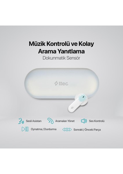 Ttec Su Geçirmez Gürültü Engellemeli Mikrofonlu Bluetooth Kulaklık, BT5.3V Süper Hızlı Bağlantılı