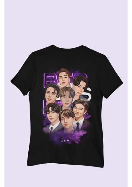 Bts Grup Sırt Baskılı T-Shirt, Unisex K-Pop Baskılıtişört modelleri