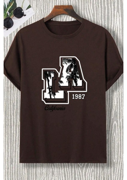 Only Trend Wear Erkek La California 1987 Baskılı Oversize Tshirt