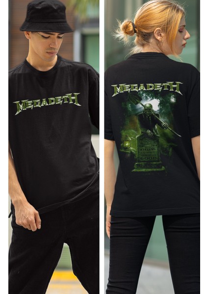Megadeth Sırt Baskılı T-Shirt, Unisex Rock Metal Temalı Tişört