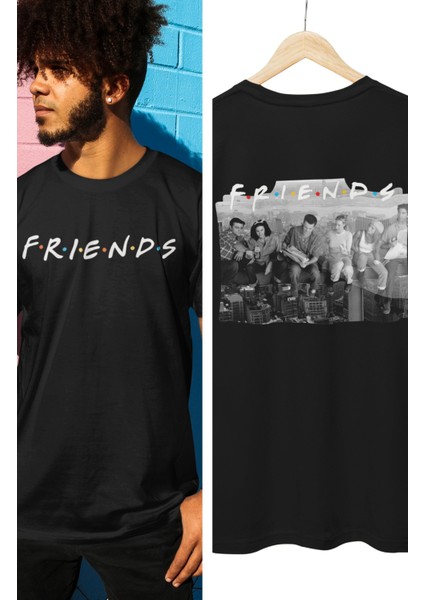 Friends Dizi Karakterleri Sırt Baskılı Tişört, Erkek-Kadın Friends Dizi Baskılı Tshirt