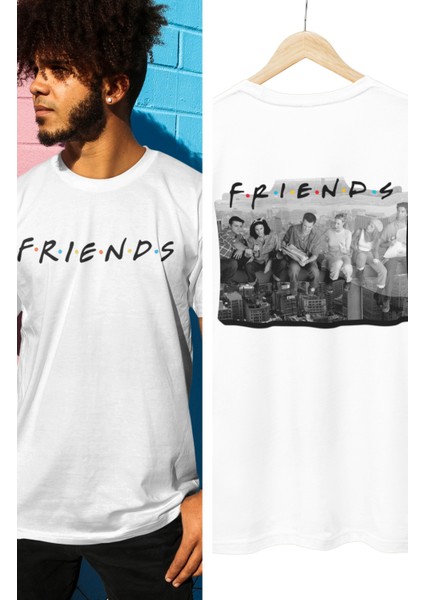 Friends Dizi Karakterleri Sırt Baskılı Tişört, Erkek-Kadın Friends Dizi Baskılı Tshirt