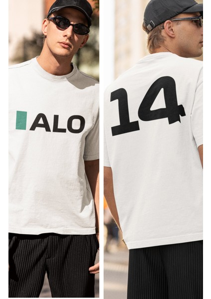 Unisex Oversize Fernando Alonso 14 Yazılı Tshirt, Formula 1 Sırt Baskılı Tişört