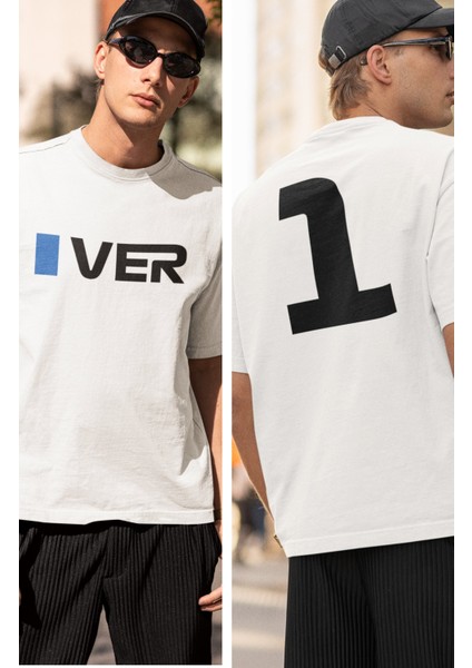 Unisex Oversize Max Verstappen Yazılı Tshirt, Formula 1 Sırt Baskılı Tişört
