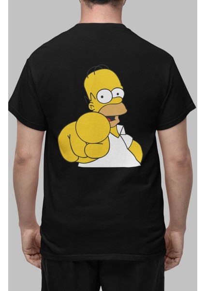 Unisex Homer Simpsons Sırt Baskılı Tişört, Simpsonslar Sırt Baskılı T-Shirt modelleri