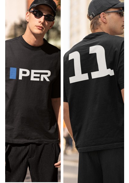 Unisex Oversize Sergio Perez 11 Yazılı Tshirt, Formula 1 Sırt Baskılı Tişört