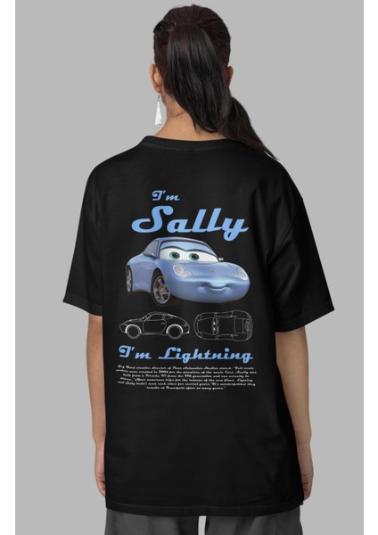 Unisex I'm Sally Sırt Baskılı T-Shirt, Şimşek Mcqueen Baskılı Sevgili Arkadaş Çift Tişört